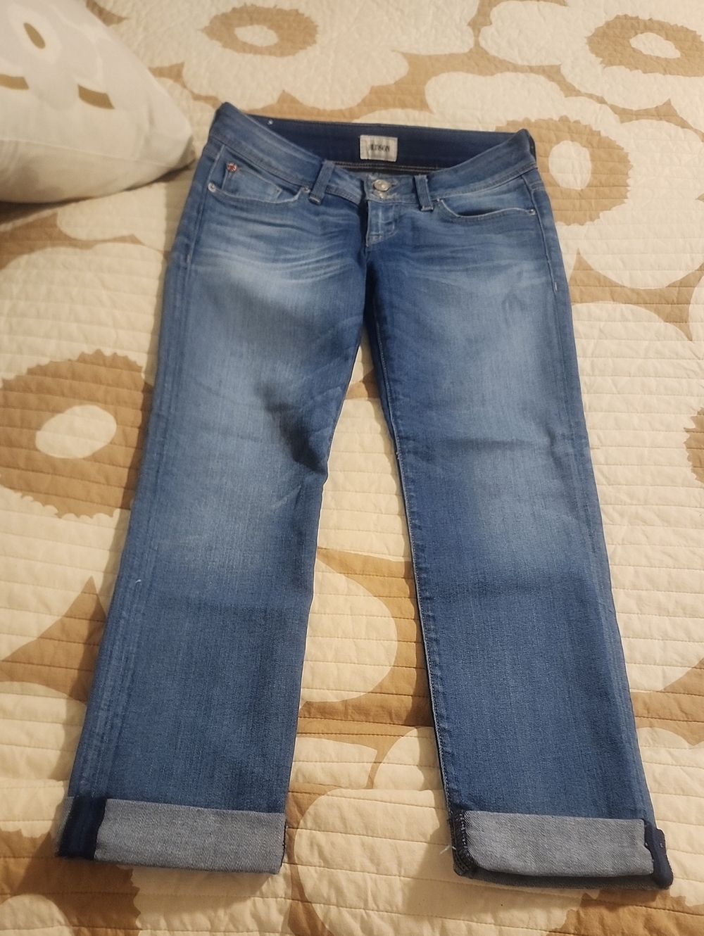 Hudson Jeans Womens Light-Mid Blue Boyfriend Denim
